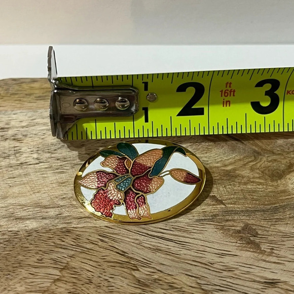 VINTAGE CLOISONNÉ FLORAL BROOCH - Picture 4 of 7